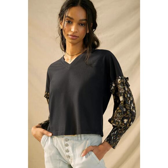 New Anthropologie Let Me Be Sydney Puff-Sleeved Top $98 X-SMALL XS Floral - Picture 3 of 8